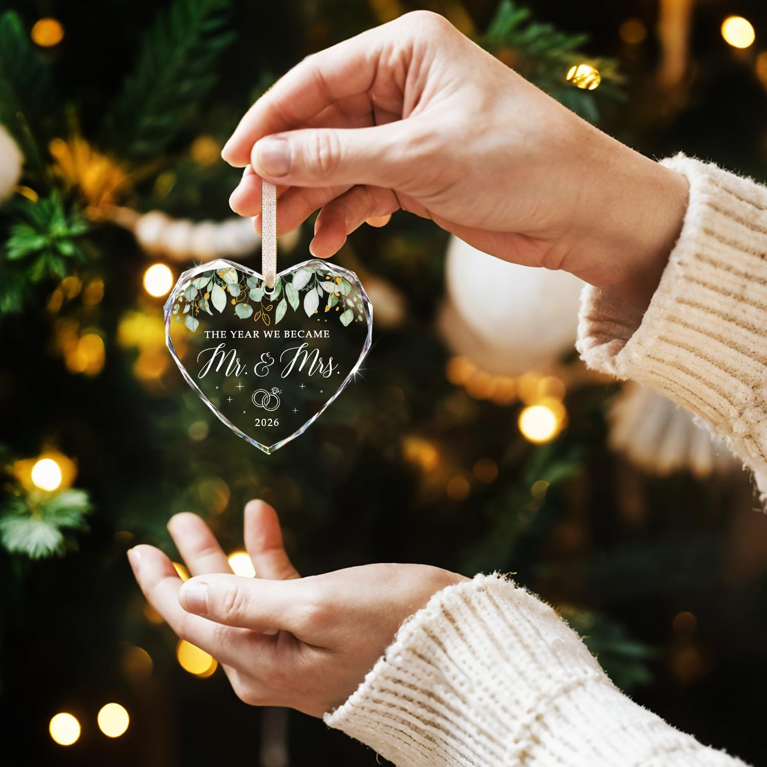 Wedding Gifts for Couples 2026 - Bridal Shower Gifts, Bride Gift | Mr and Mrs Gift for Newlywed, Future Mr Mrs - Just Married Party Decoration Christmas Glass Ornament - Wedding Registry Ideas