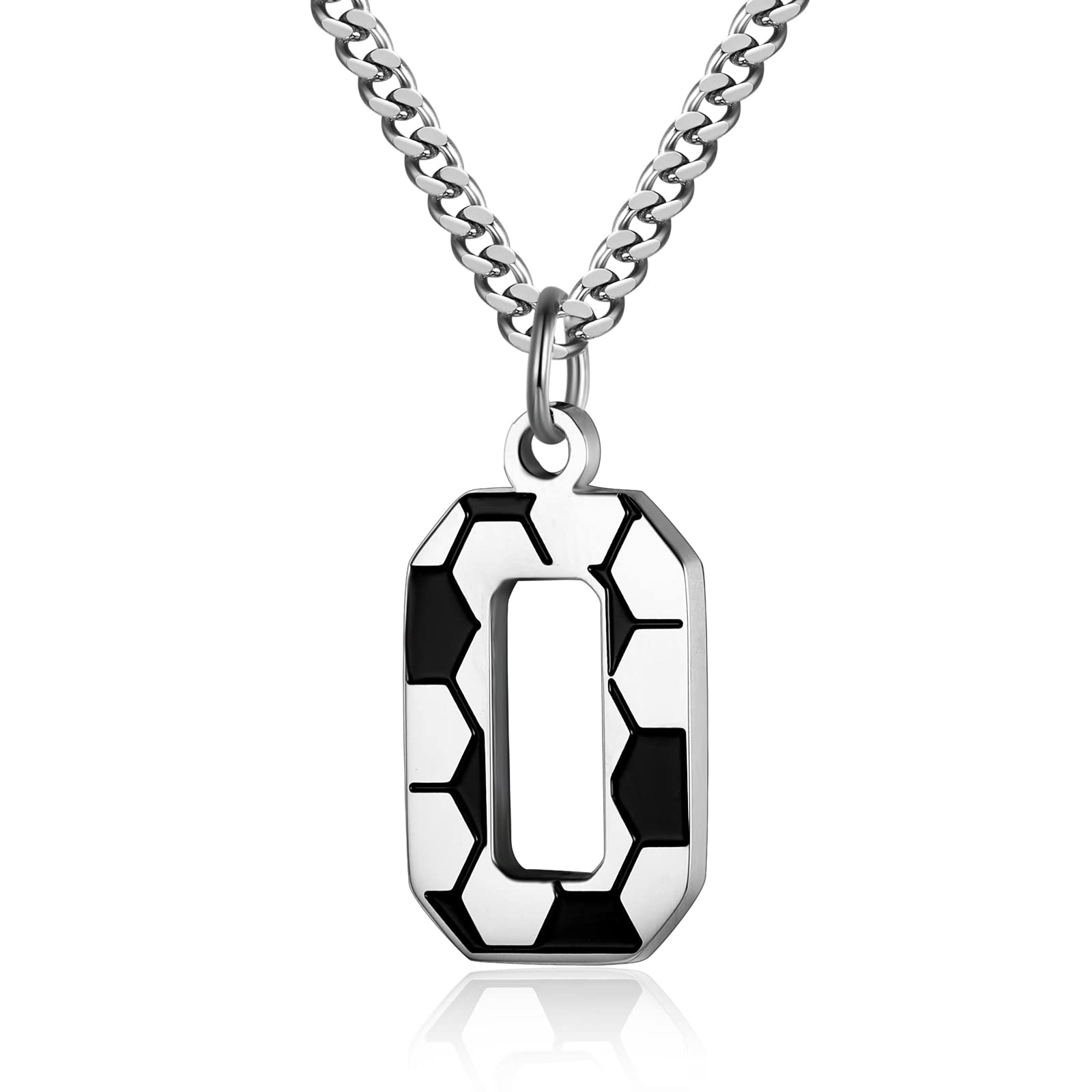 Initial A-Z Letter Soccer Necklace for Men - Charm Pendant With Stainless Steel