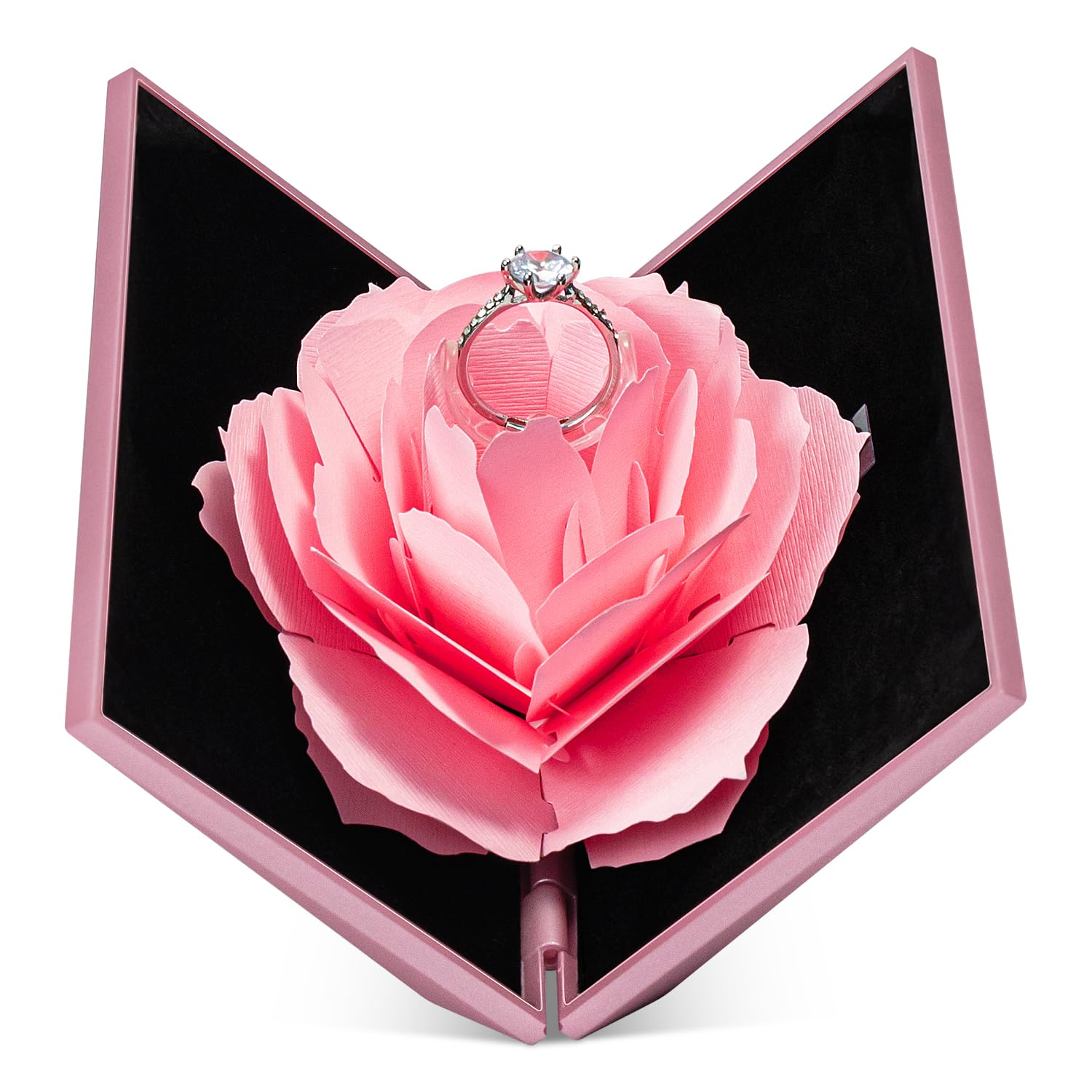 Creative Ring Box Engagement Proposal Ring Case Paper Rose Red | Flat Small Ring Box Wedding Ceremony Birthday Gift Jewelry Display Presentation Storage Chest Holder Organizer
