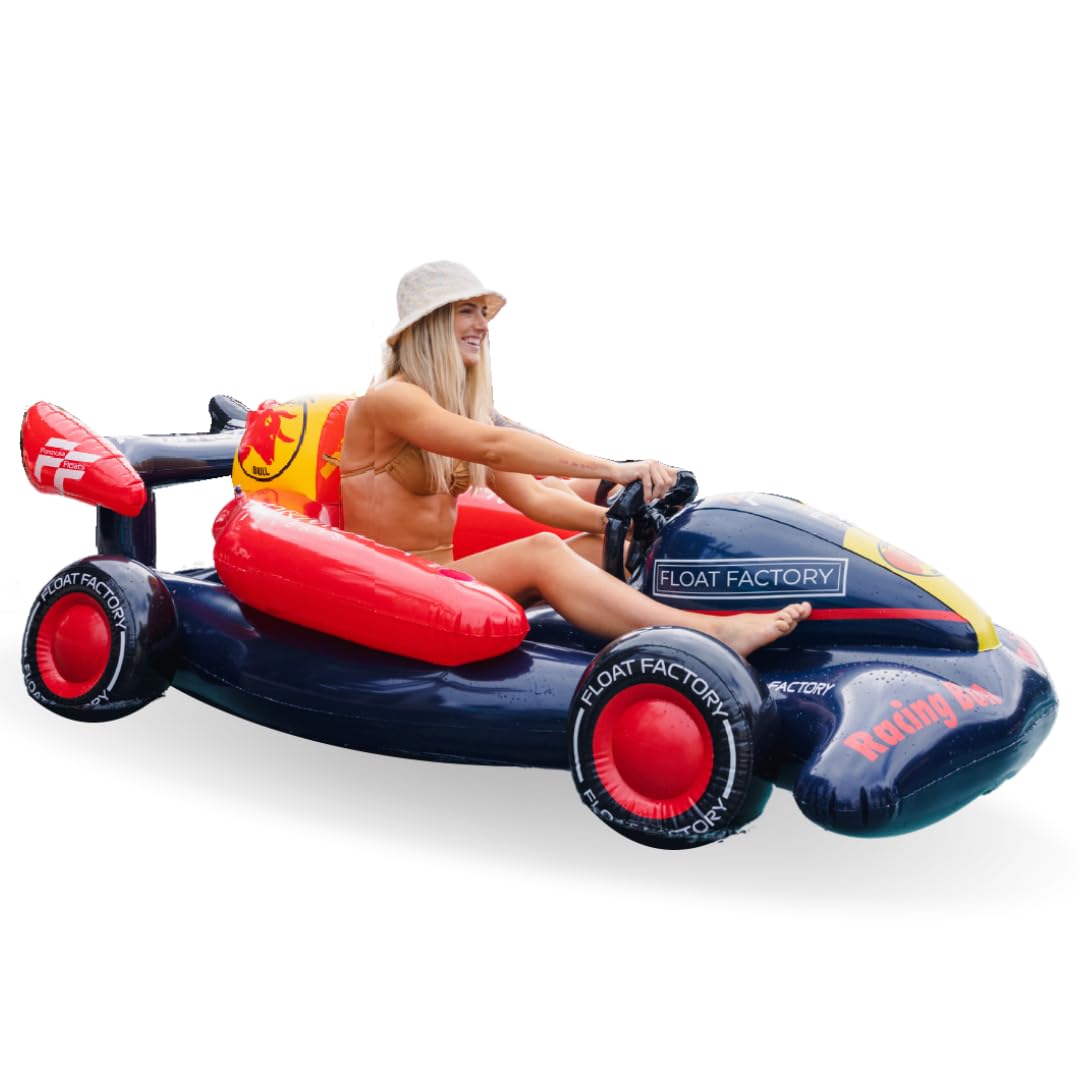 Formula Float | Race Car Winter Sled & Pool Float for Adults, Kids & Family | Giant Inflatable Toy Floatie | Summer & Winter Accessory | Durable & Heavy Duty Lounger