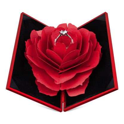 Creative Ring Box Engagement Proposal Ring Case Paper Rose Red | Flat Small Ring Box Wedding Ceremony Birthday Gift Jewelry Display Presentation Storage Chest Holder Organizer
