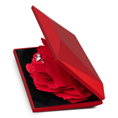 Creative Ring Box Engagement Proposal Ring Case Paper Rose Red | Flat Small Ring Box Wedding Ceremony Birthday Gift Jewelry Display Presentation Storage Chest Holder Organizer