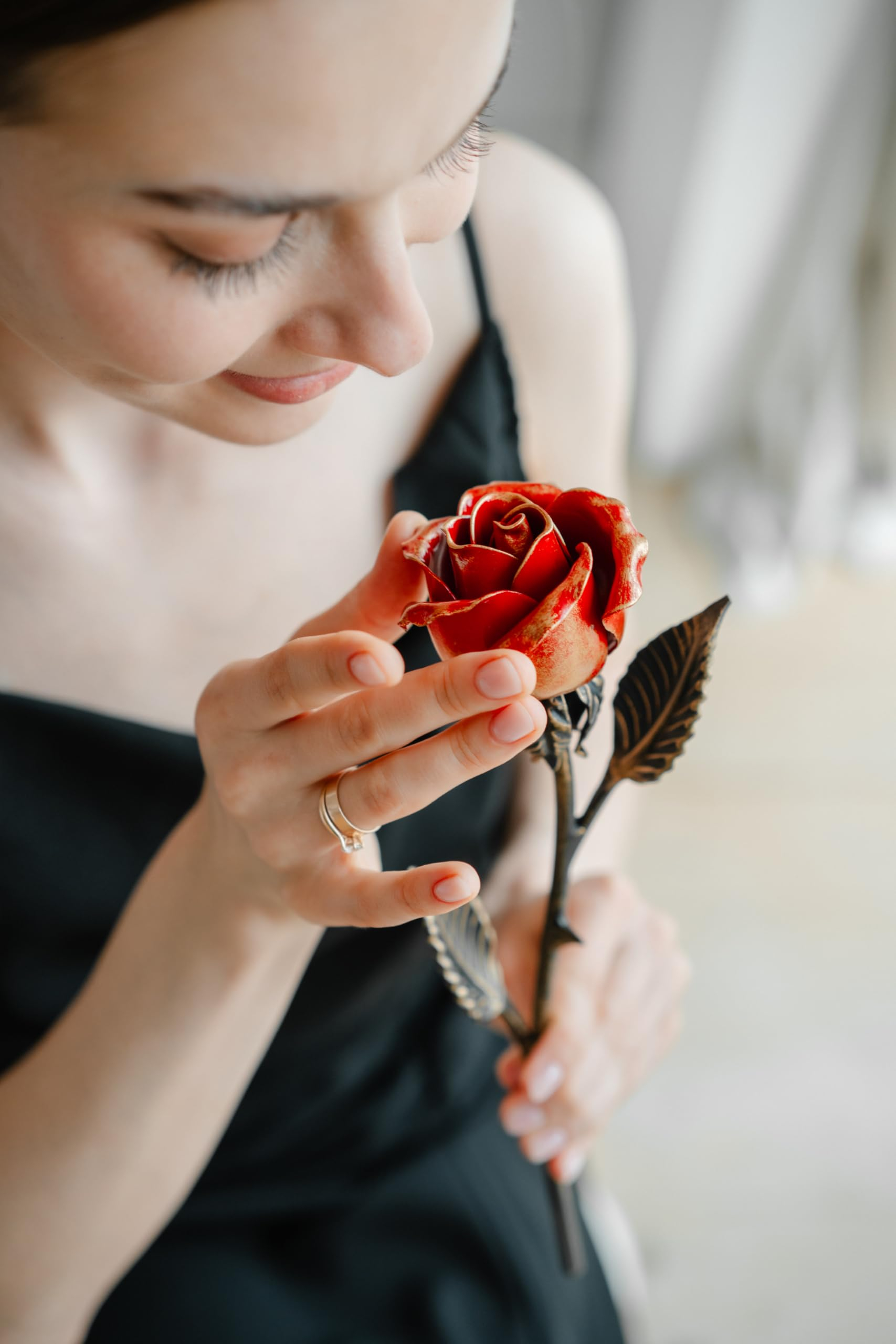 Handcrafted Bronze Rose – 8th & 19th Yeat Wedding for Her – Solid Metal Forever Flower Keepsake