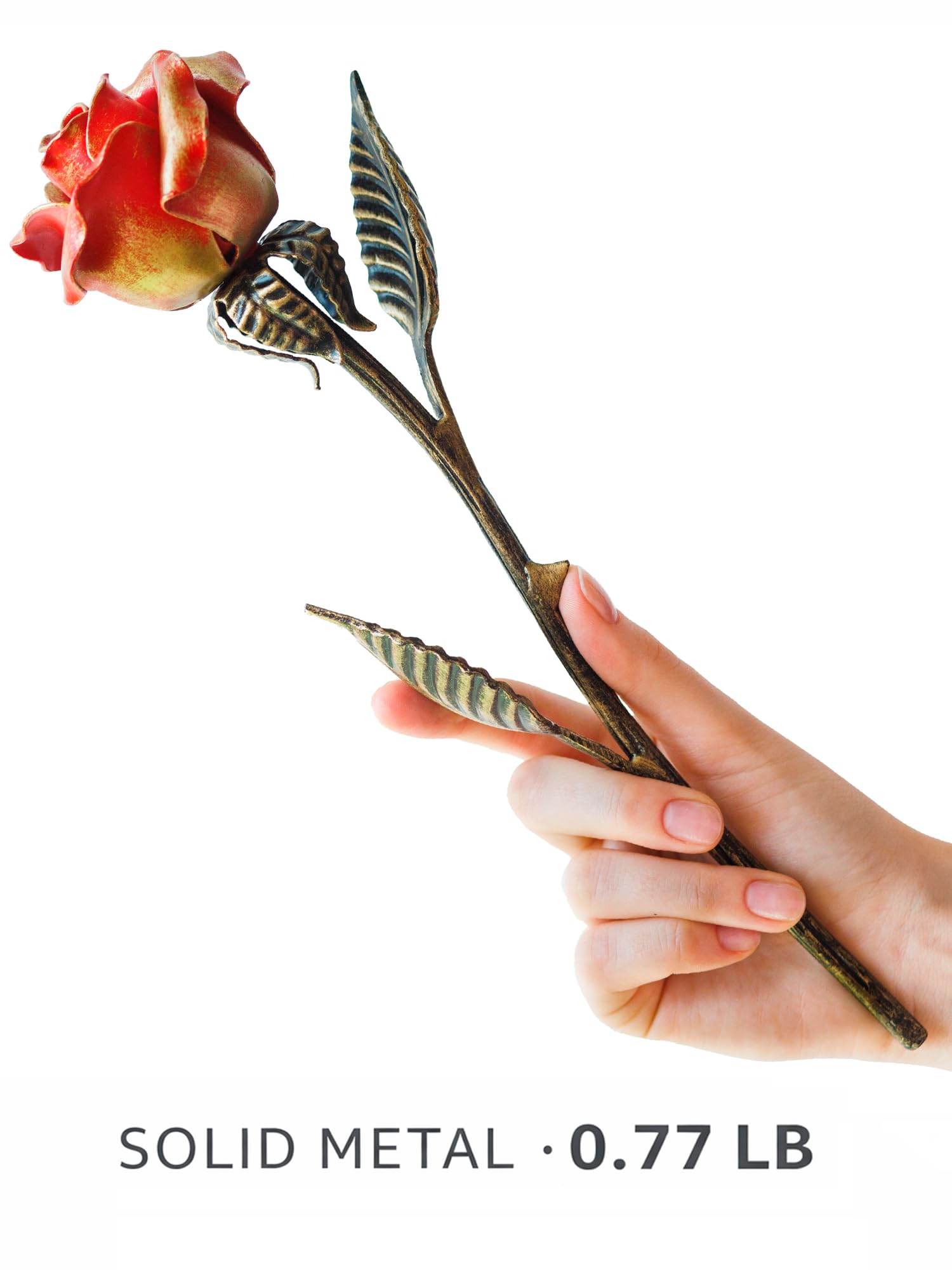 Handcrafted Bronze Rose – 8th & 19th Yeat Wedding for Her – Solid Metal Forever Flower Keepsake