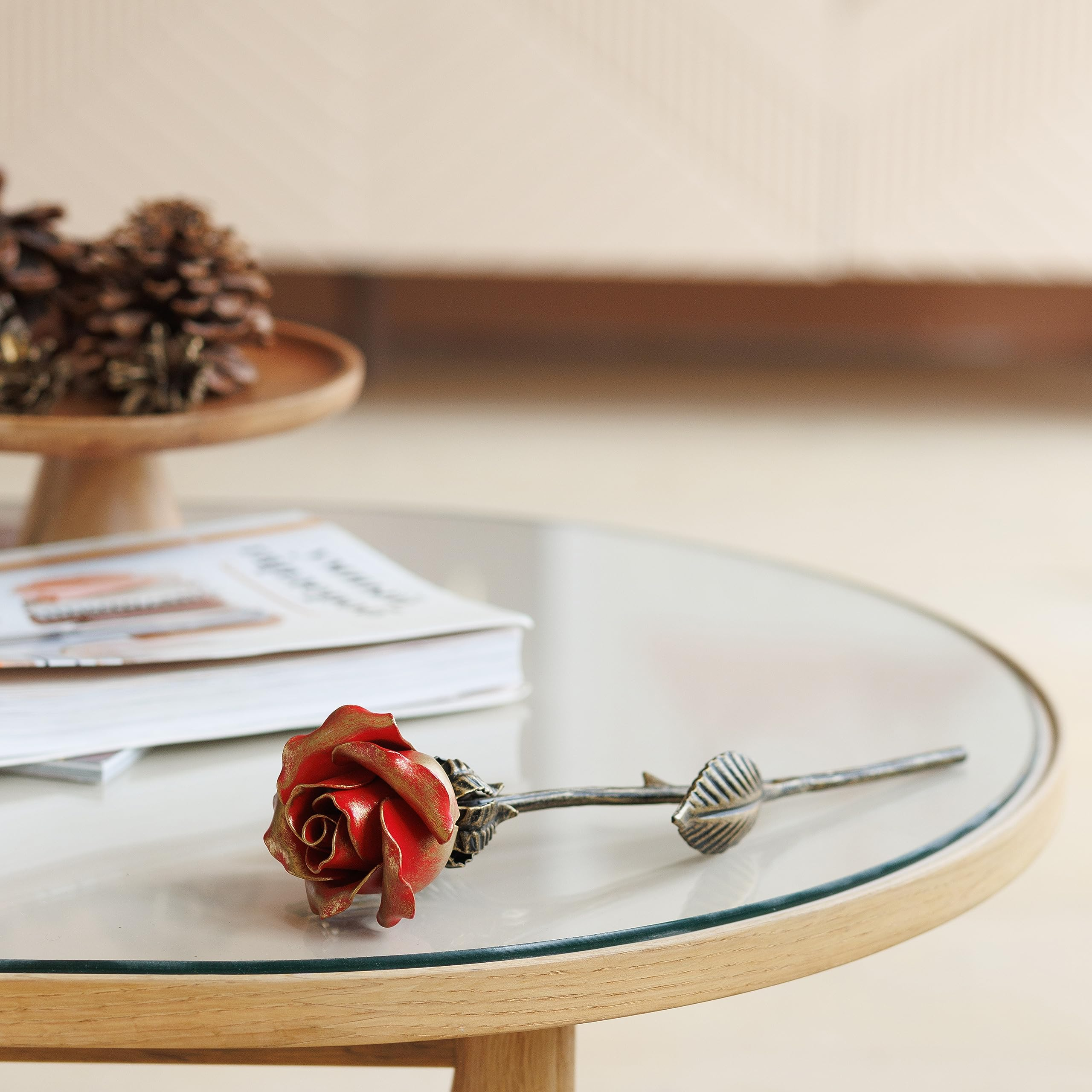 Handcrafted Bronze Rose – 8th & 19th Yeat Wedding for Her – Solid Metal Forever Flower Keepsake