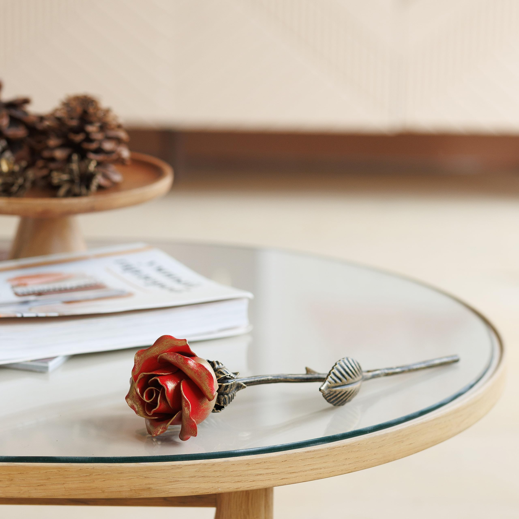 Handcrafted Bronze Rose – 8th & 19th Yeat Wedding for Her – Solid Metal Forever Flower Keepsake