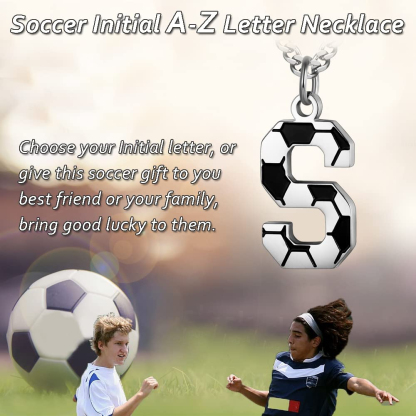 Initial A-Z Letter Soccer Necklace for Men - Charm Pendant With Stainless Steel