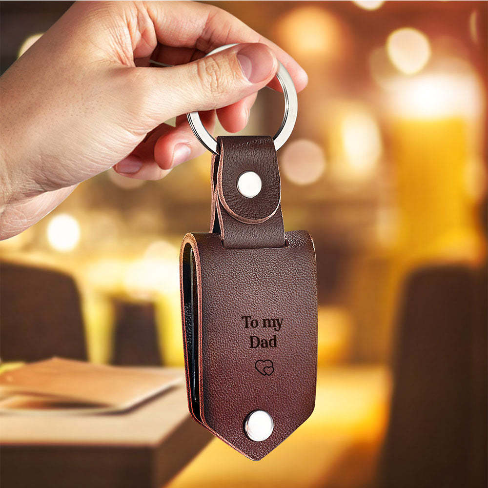 Custom PU Leather Photo Text Keychain DAD I will always be your Little Baby You will always be my Hero
