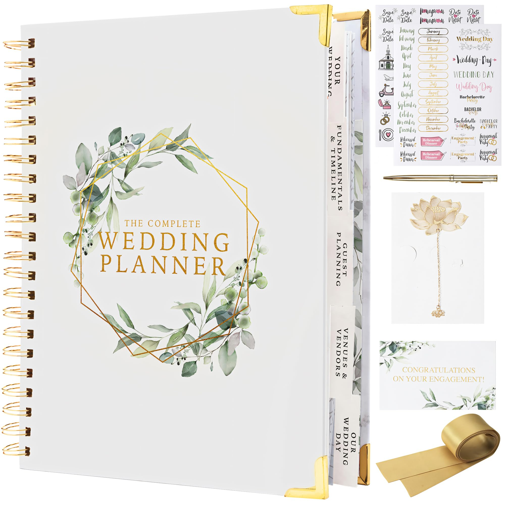 Wedding Planner Book and Organizer - Wedding Planner Book - Bridal Planning Binder with Countdown Calendar - Bride Gifts
