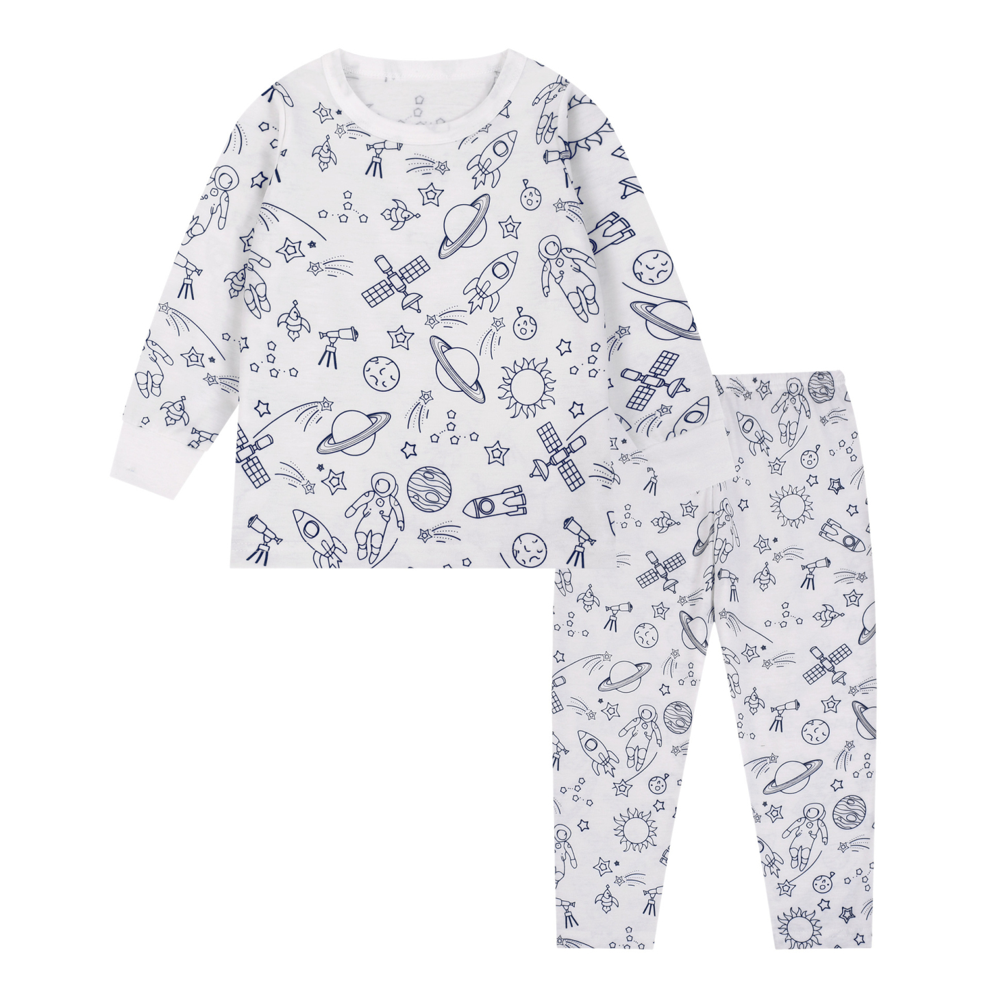 Kids Pajamas Set Coloring DIY Sleepwear Nightwear Boys Girls Cotton Shirt Pants