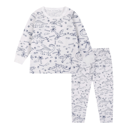 Kids Pajamas Set Coloring DIY Sleepwear Nightwear Boys Girls Cotton Shirt Pants