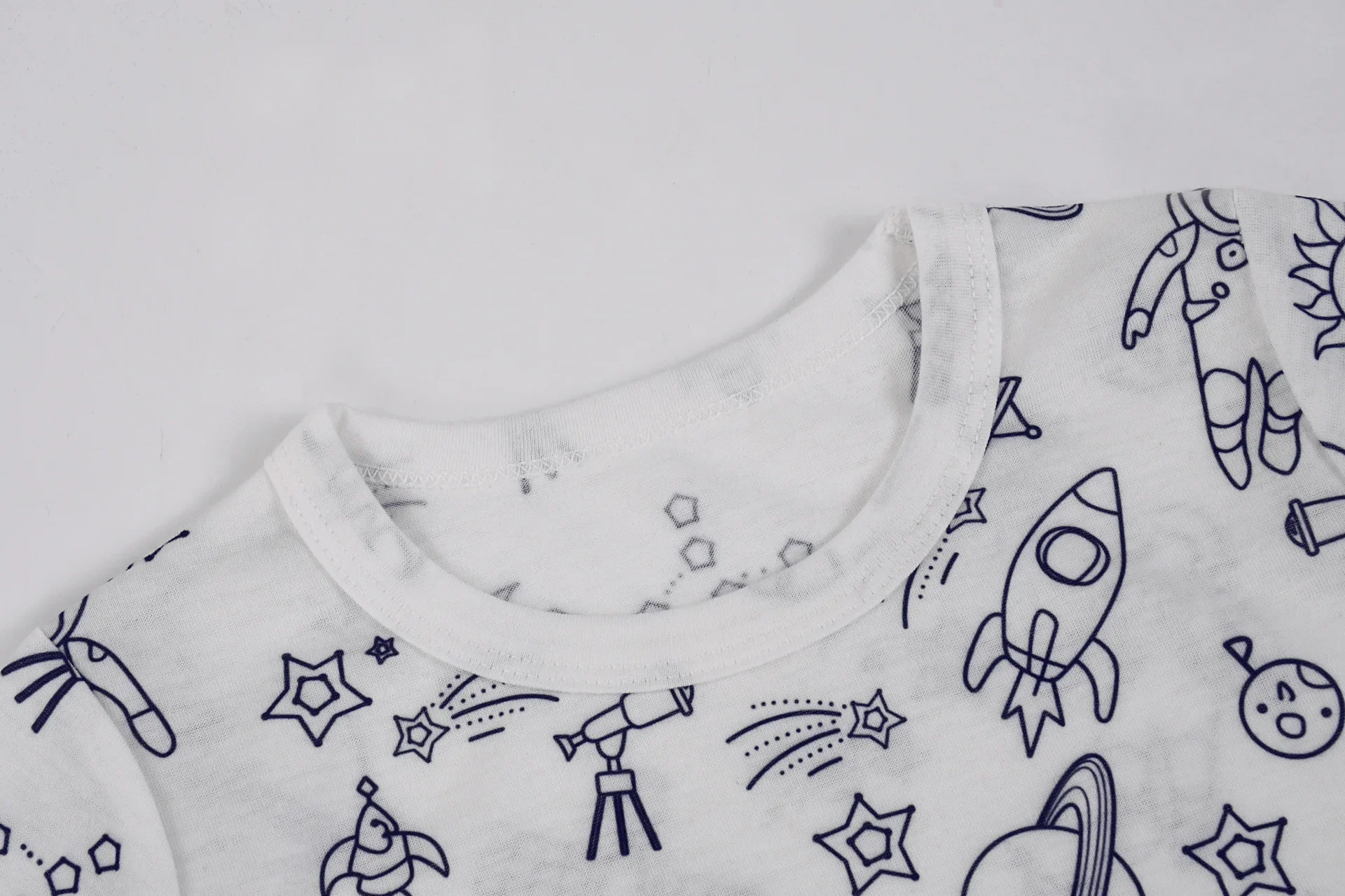 Kids Pajamas Set Coloring DIY Sleepwear Nightwear Boys Girls Cotton Shirt Pants