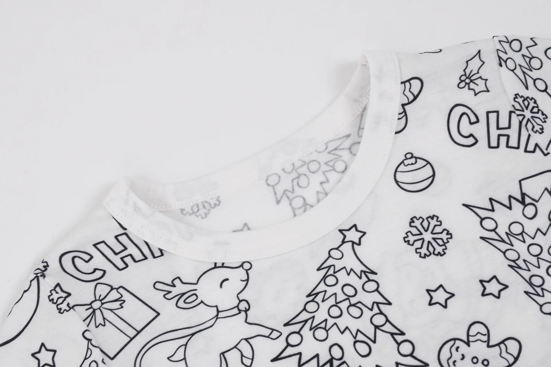 Kids Pajamas Set Coloring DIY Sleepwear Nightwear Boys Girls Cotton Shirt Pants