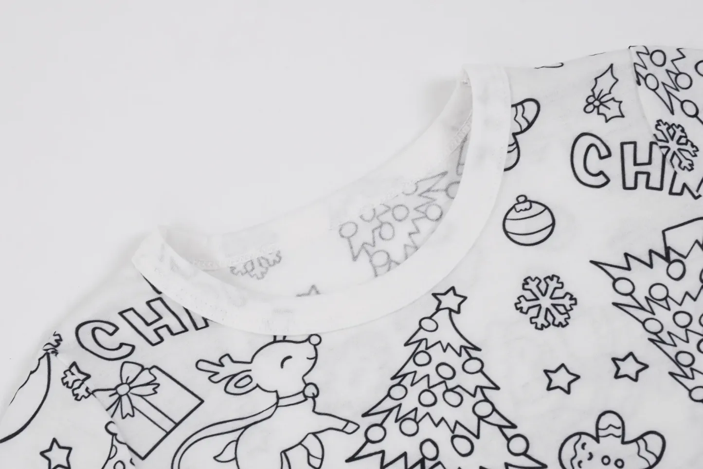 Kids Pajamas Set Coloring DIY Sleepwear Nightwear Boys Girls Cotton Shirt Pants