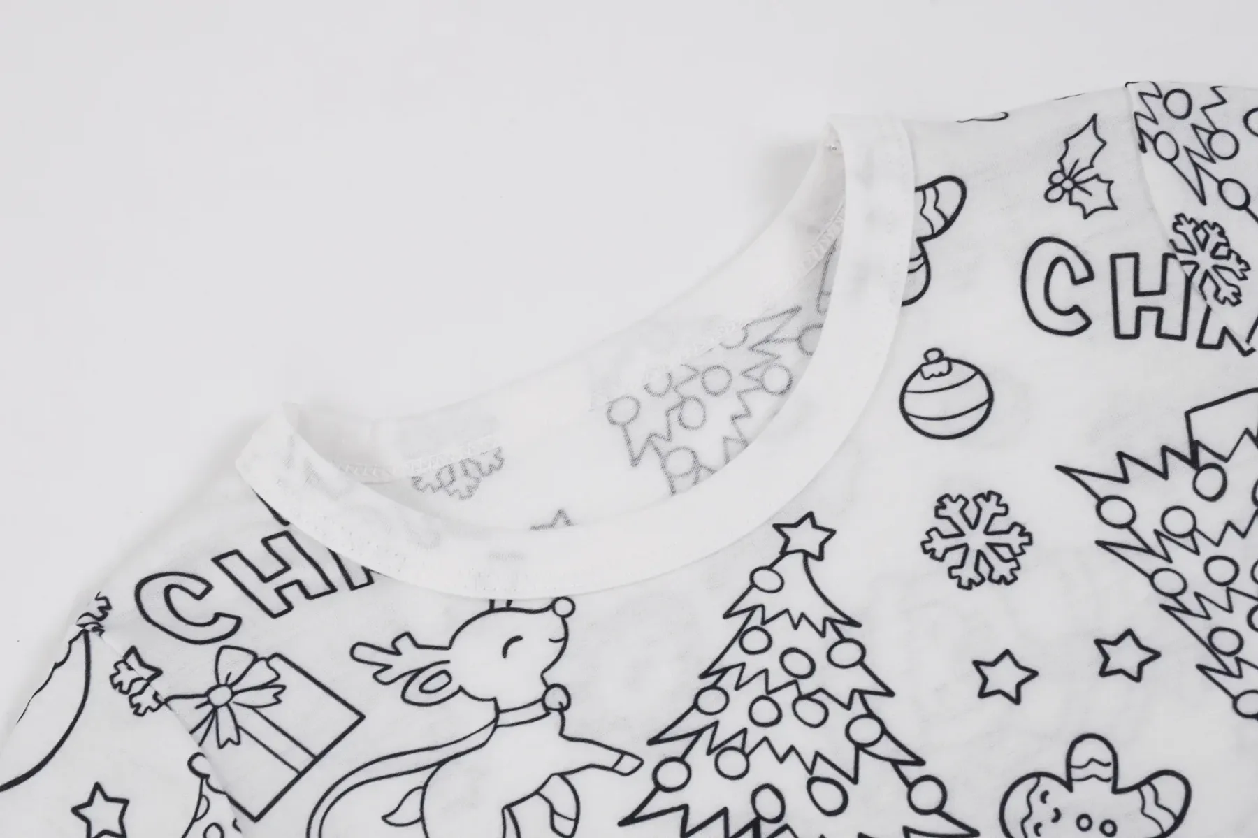 Kids Pajamas Set Coloring DIY Sleepwear Nightwear Boys Girls Cotton Shirt Pants