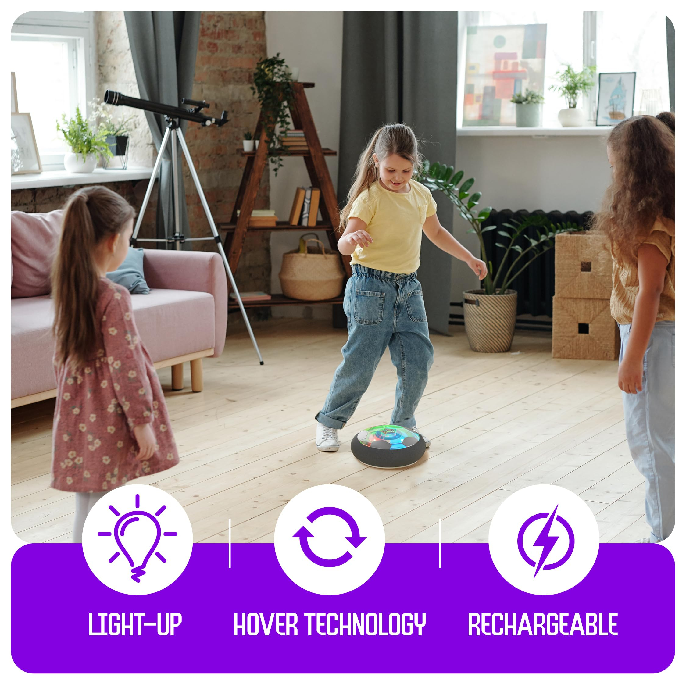 Hover Soccer Light-Up Ball, Birthday Gift for Boys, Indoor Toy Games, Kids Gifts