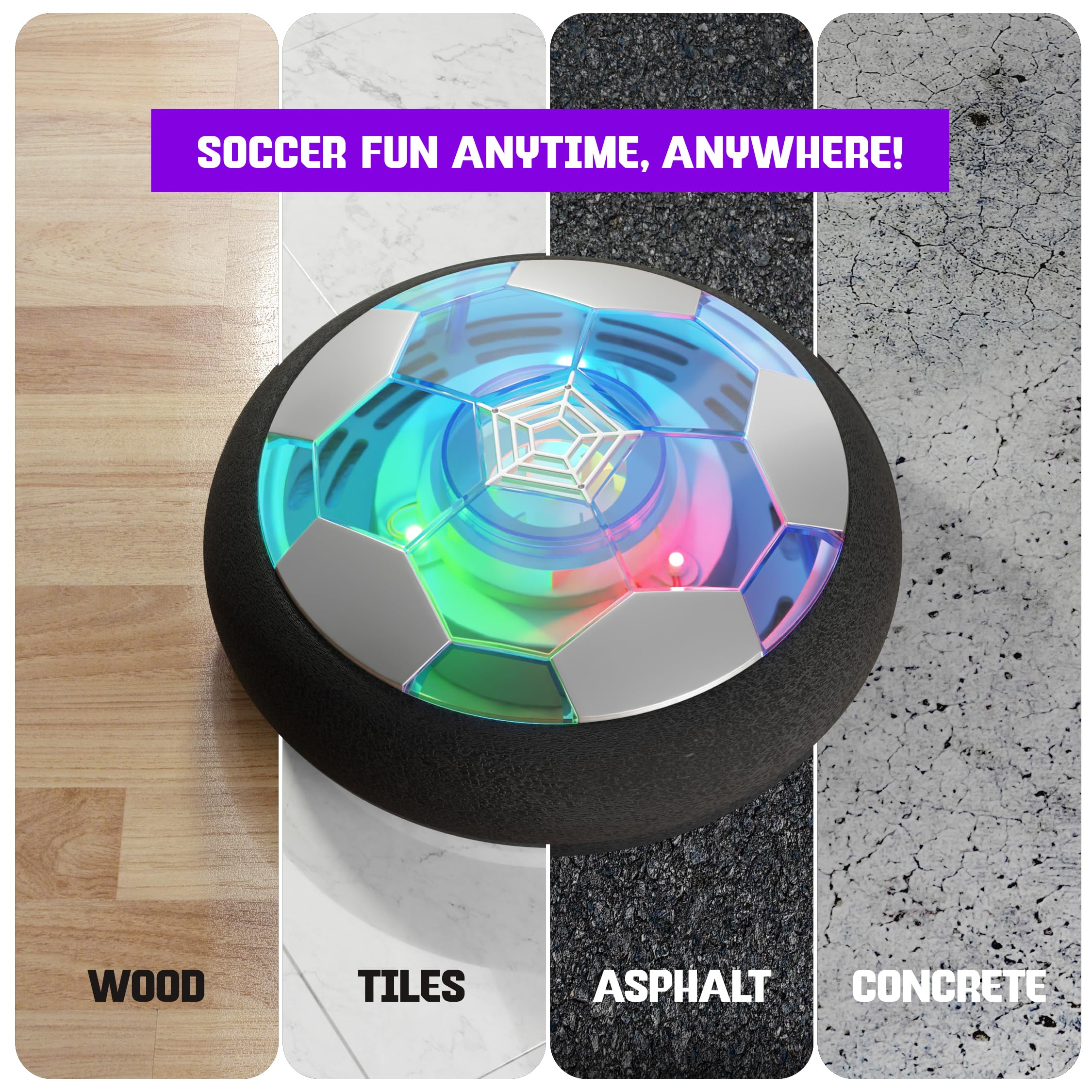 Hover Soccer Light-Up Ball, Birthday Gift for Boys, Indoor Toy Games, Kids Gifts