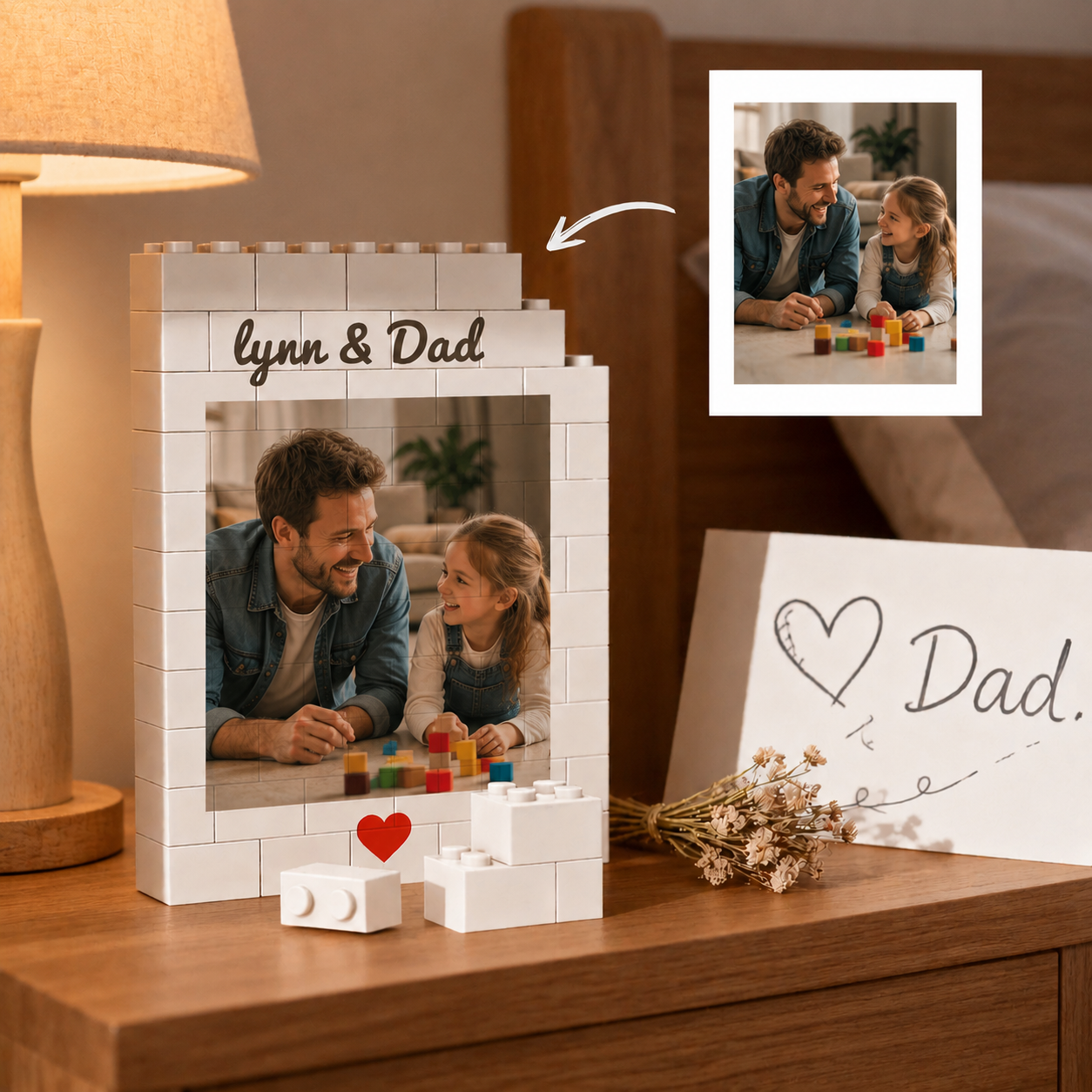 Custom Photo Building Block Frame – Personalized Father’s Day Gift for Dad
