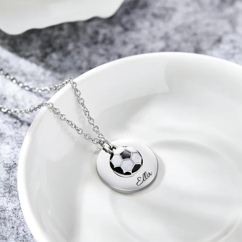 Custom Engraved Necklace Soccer Sport Creative Gifts