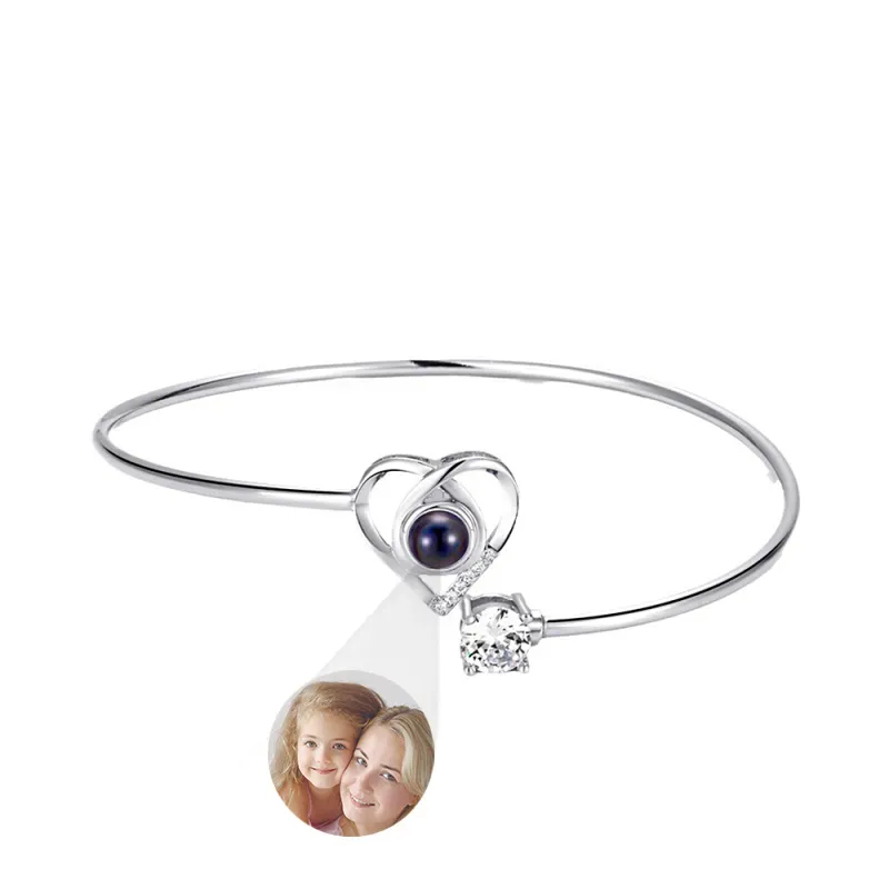 Custom Projection Bracelet Personalized Photo Bracelet Heart Jewelry Mother’s Day Gift for Mom