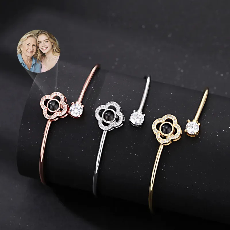 Custom Projection Bracelet Personalized Photo Bracelet Heart Jewelry Mother’s Day Gift for Mom