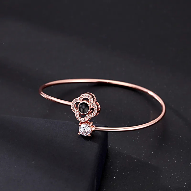 Custom Projection Bracelet Personalized Photo Bracelet Heart Jewelry Mother’s Day Gift for Mom