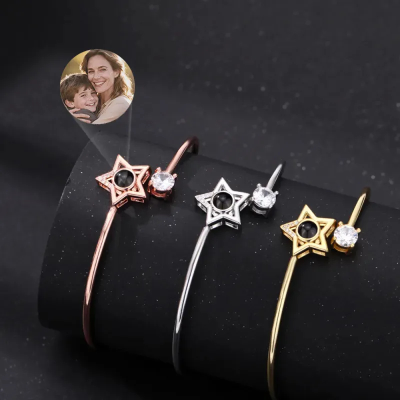 Custom Projection Bracelet Personalized Photo Bracelet Heart Jewelry Mother’s Day Gift for Mom