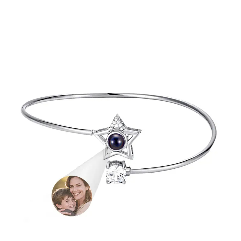 Custom Projection Bracelet Personalized Photo Bracelet Heart Jewelry Mother’s Day Gift for Mom