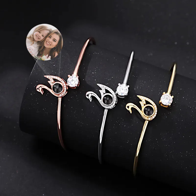 Custom Projection Bracelet Personalized Photo Bracelet Heart Jewelry Mother’s Day Gift for Mom