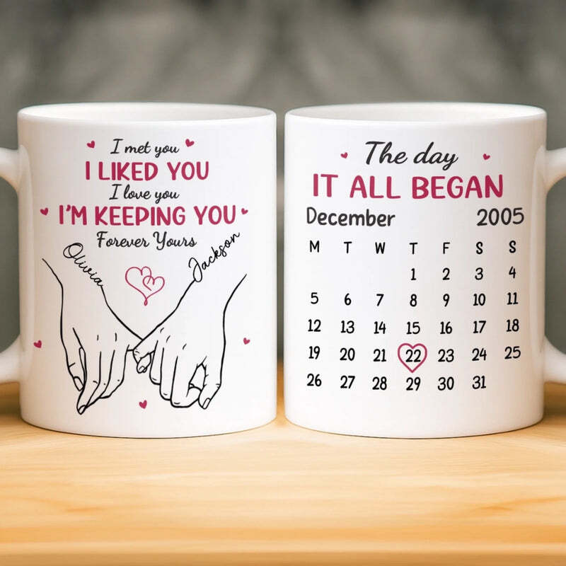 Custom Mug - Personalized Anniversary Wedding Gifts For Husband And Wife, Him And Her - The Day Our Story Began