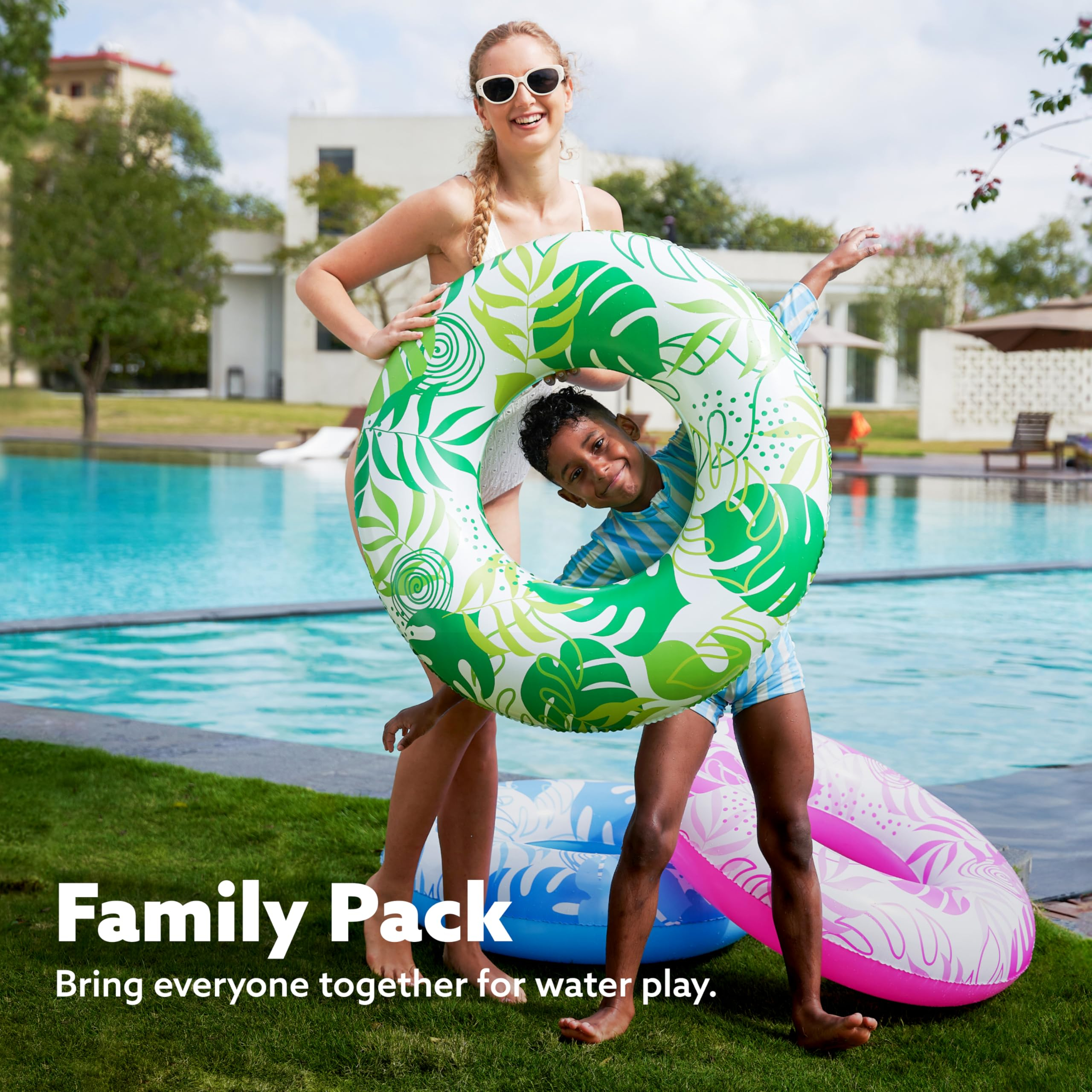 3 Pack Pool Floats, Pool Tube for Kids Swim Rings Inflatable Tubes, Unicorn Sea Animal Tubes Floatie Ring Water Toys for Swimming, Summer Beach Party