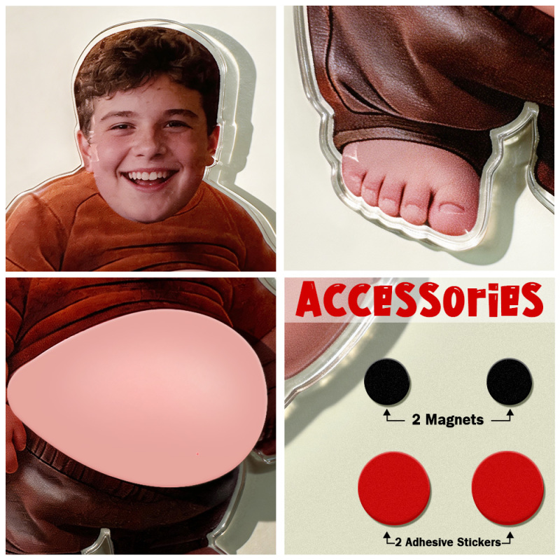 Custom Face Squishy Belly Anti-collision Acrylic Fridge Magnet – Personalized Photo Fridge Magnet with Soft Squeeze Belly, Cute Funny Gift for Couples & Friends