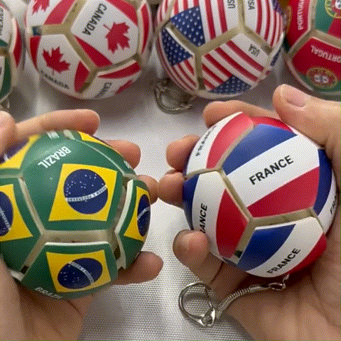 2026 Soccer Flag Soccer Fidget Ball Keychain, 12-Sided Mechanical Clicking Sensory Stress Ball for Adults, Squeeze Stress Relief Balls, Football Key Chain for Keys & Backpack(12 Nation)