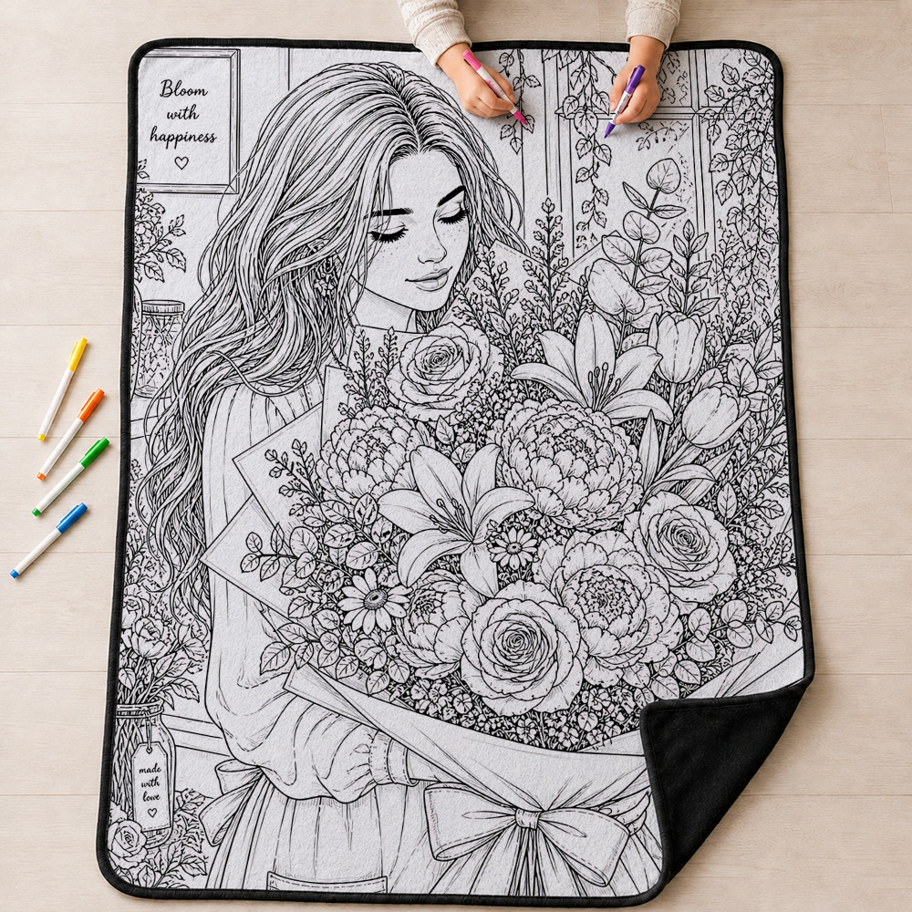 Bouquet Girl Coloring Blanket