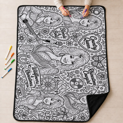 Country Music Doodle Coloring Blanket