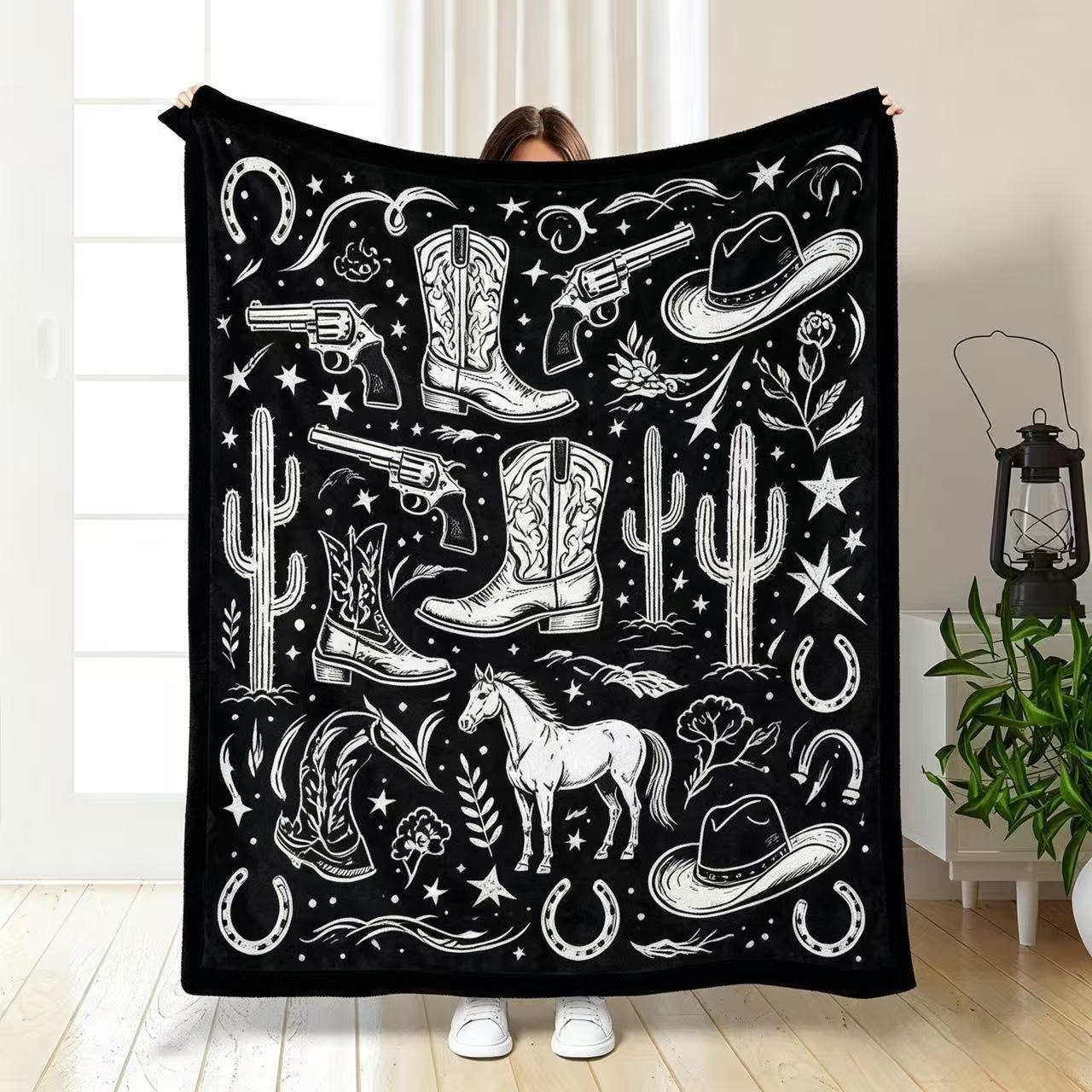 Western Cowboy Coloring Blanket