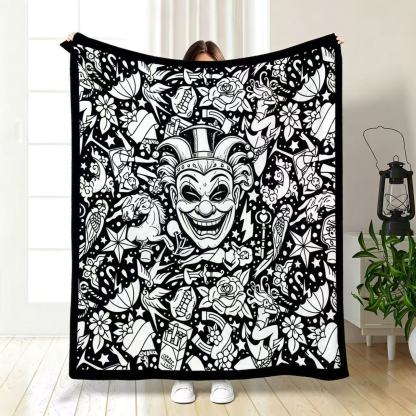 Joker Tattoo Flash Coloring Blanket