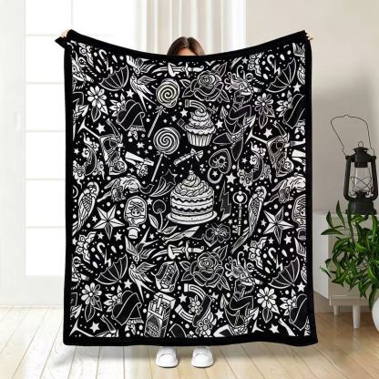 Cake & Candy Tattoo Coloring Blanket