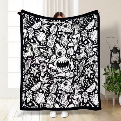 Monster Tattoo Flash Coloring Blanket