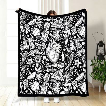 Anatomical Heart Tattoo Coloring Blanket