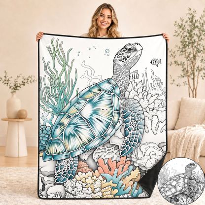 Sea Turtle Ocean Coloring Blanket