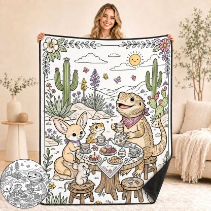 Desert Animal Tea Party Coloring Blanket