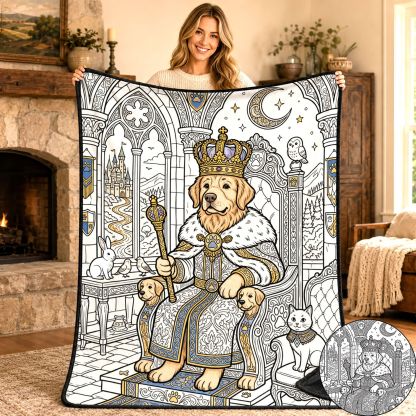 Golden Retriever King Coloring Blanket