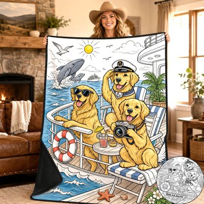 Golden Retriever Cruise Coloring Blanket