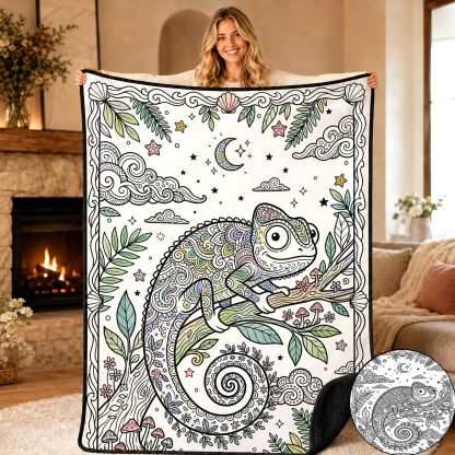 Chameleon Mandala Coloring Blanket