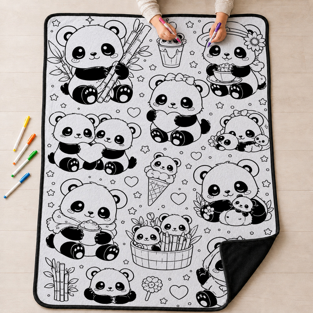 Cute Panda Bundle Coloring Blanket