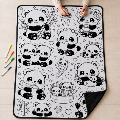 Cute Panda Bundle Coloring Blanket