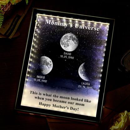 Starry Night Customize Birth Moon Phase Mirror Light Box Mother's Day Gift