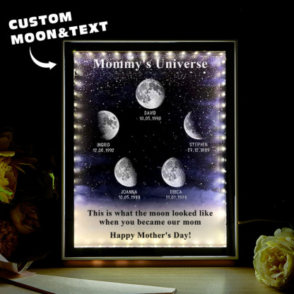 Starry Night Customize Birth Moon Phase Mirror Light Box Mother's Day Gift