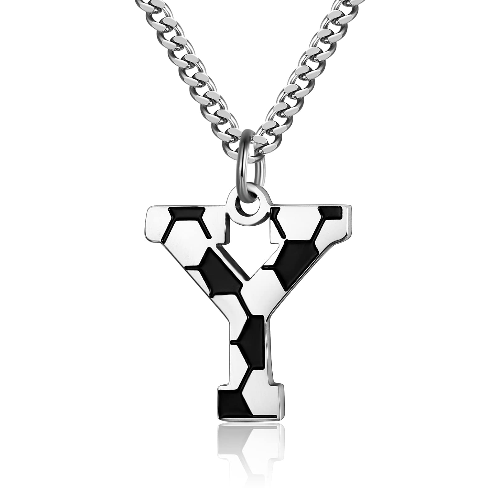 Initial A-Z Letter Soccer Necklace for Men - Charm Pendant With Stainless Steel